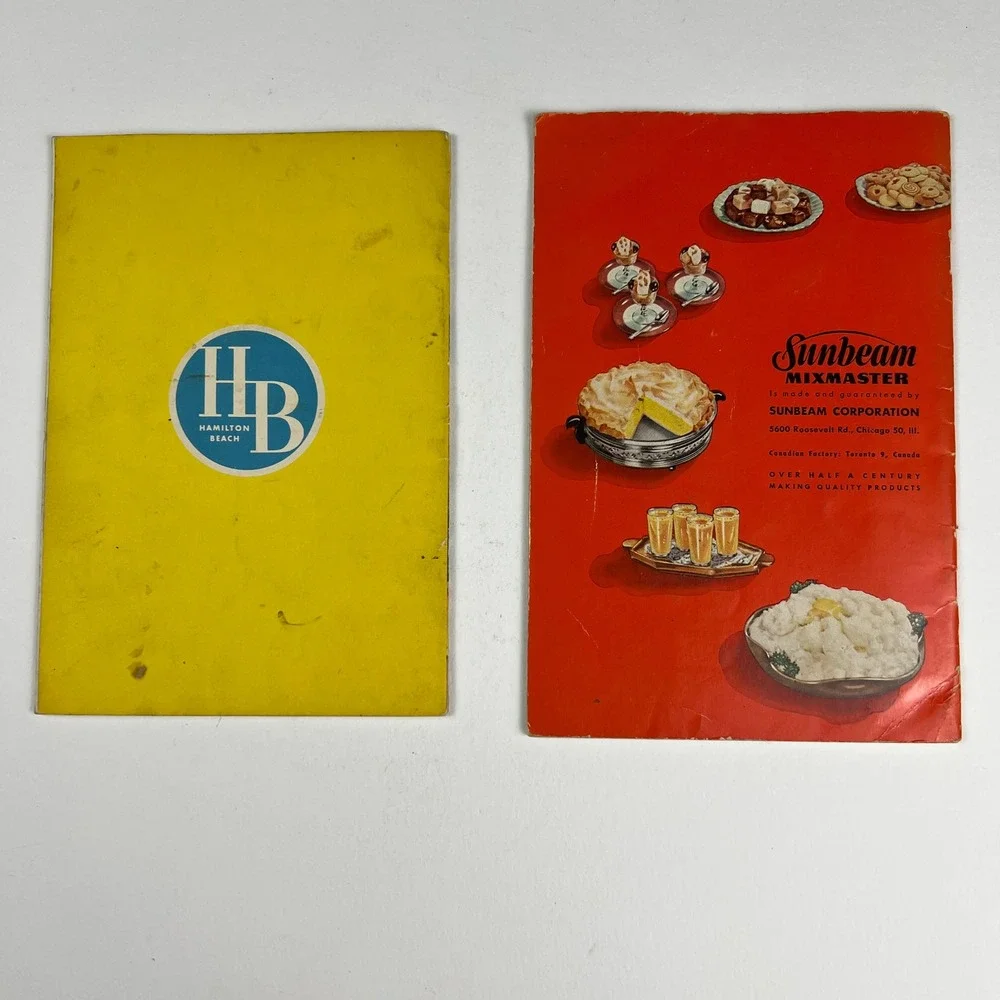 Hamilton Beach + Sunbeam Mixmaster Vintage 2pc Recipe Books Mid-Century Kitchen